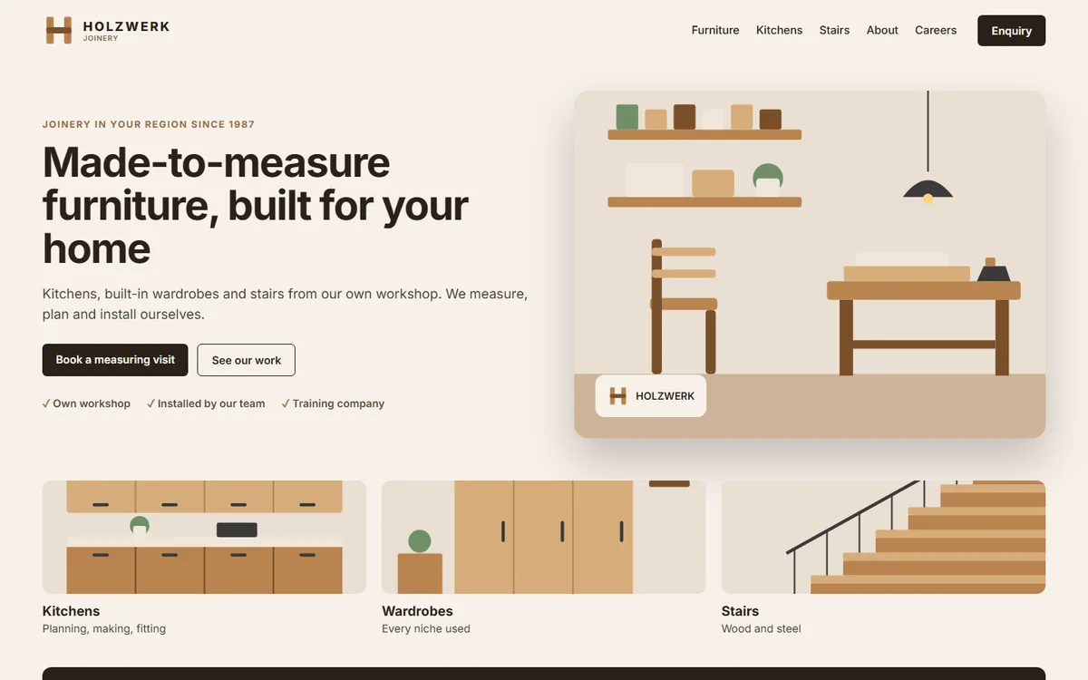 Your new website, Holzwerk Joinery