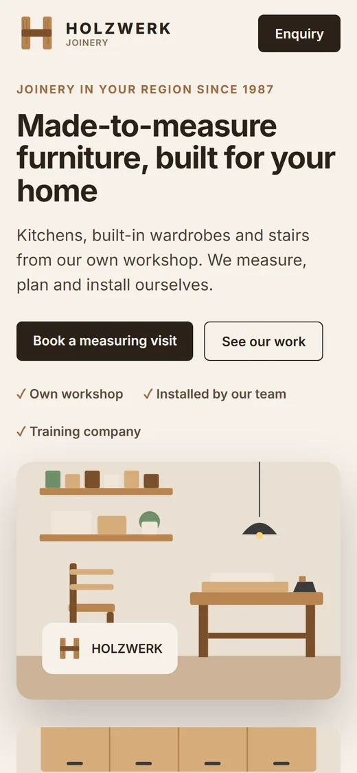 Your new website, Holzwerk Joinery