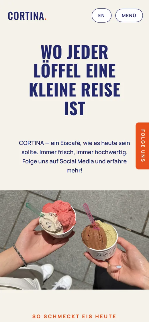 CORTINA Eiscafé · Ansicht am Handy